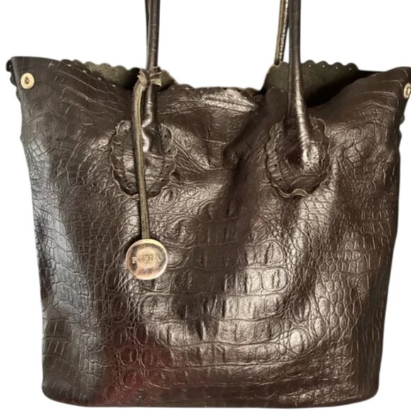 Furla Vintage Crocodile-Embossed Leather Tote Bag - Picture 2 of 3